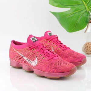 Nike Womens Flyknit Zoom Agility Running Shoe Size 7 Knit Trainer Sneaker Pink